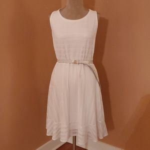 White House Black Market white knit dress.